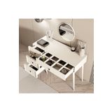 Mezza 2250 Rose Aynalı (Ahşap Ayaklı)Mdf Profil Çerçeveli 4 Çekmeceli 120 cm Makyaj Masası Beyaz