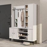 Mezza 5050 Verona 4 Profil Kapaklı 4 Askılı 15 Raflı Sol Aynalı Portmanto Beyaz Yunus