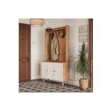 Mezza 5090 Roma Sol Aynalı 3 Kapaklı (MEMBRAN) 4 Askılı Bohem Portmanto Atlantik Çam - Beyaz