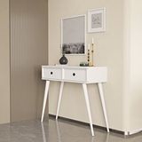 Mezza 6021 LUNA (AHŞAP AYAKLI) MDF PROFİL ÇERÇEVELİ 2 ÇEKMECELİ DRESUAR BEYAZ