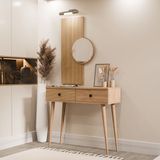 Mezza 6034 ODESA (AHŞAP AYAKLI) 2 ÇEKMECELİ AYNALI DRESUAR SEPET-YUNUS - Beyaz - Meşe