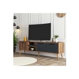 Mezza Exxen 180 cm Ahşap Ayaklı Tv Ünitesi Hat - Antrasit 1581