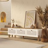 Mezza Napoli 180 Cm (Membran MDF Kapaklı) Bohem Tv Ünitesi Sepet - Beyaz 4090