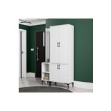 Mezza ROYAL SOL AYNALI 4 KAPAKLI 5 ASKILI 2 RAFLI PORTMANTO BEYAZ SET 5040-5030