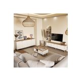 Mezza Set 1280-2100-1700 Monza MDF (Membran) Kapaklı Bohem Tv Ünitesi-Orta Sehpa-Konsol Seti Meşe-Beyaz