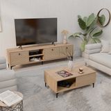 Mezza Set 1364-2092 Vision Tv Ünitesi - Orta Sehpa Seti Sepet - Yunus - Meşe