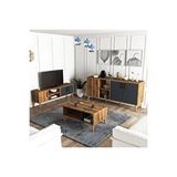 Mezza Set 1580-2070-1620 Exxen (Ahşap Ayaklı) Tv Ünitesi Orta Sehpa Konsol Seti Hat Antrasit