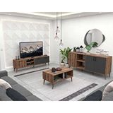 Mezza Set 1581-2070-1620 Exxen (ahşap Ayakli) Tv Ünitesi - Orta Sehpa - Konsol Seti Hat - Antrasit Antrasit
