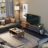 Mezza Set 1581-2070 Exxen 180 CM (AHŞAP AYAKLI) Tv Ünitesi Orta Sehpa Seti Ürgüp-Antrasit Rengi