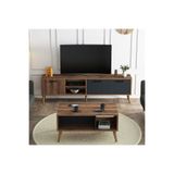 Mezza Set 1581-2070 Exxen 180 Cm Tv Ünitesi Exxen Orta Sehpa (Ahşap Ayakli) - Hat-Antrasit Rengi