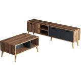 Mezza Set 1581-2070 Exxen 180 Cm Tv Ünitesi Exxen Orta Sehpa (Ahşap Ayaklı) Ürgüp-Antrasit Rengi