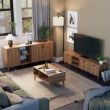Mezza Set 1583-2072-1622 Exxen (Ahşap Ayaklı) Tv Ünitesi - Orta Sehpa - Konsol Seti Ürgüp Rengi - Ceviz