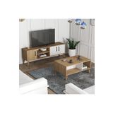 Mezza Set 1584-2074 Exxen 150 CM (AHŞAP AYAKLI) Tv Ünitesi - Orta Sehpa Seti Sepet - Beyaz Rengi