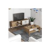 Mezza Set 1584-2074 Exxen Tv Ünitesi Exxen Orta Sehpa (Ahşap Ayakli) - Sepet-Beyaz Rengi