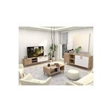 Mezza Set 1585-2074-1624 Exxen (ahşap Ayakli) Tv Ünitesi - Orta Sehpa - Konsol Seti Sepet - Beyaz Meşe