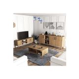 Mezza Set 1586-2076-1626 Exxen (Ahşap Ayaklı) Tv Ünitesi - Orta Sehpa - Konsol Seti Sepet Rengi