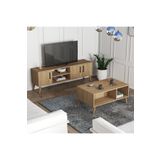 Mezza Set 1586-2076 Exxen 150 Cm (AHŞAP AYAKLI) Tv Ünitesi - Orta Sehpa Seti Sepet Rengi