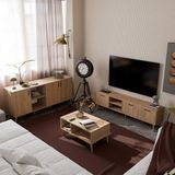 Mezza Set 1587-2076-1626 Exxen (Ahşap Ayaklı) Tv Ünitesi - Orta Sehpa - Konsol Seti Sepet Rengi - Sepet Ceviz