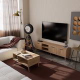 Mezza Set 1587-2076 Modern Tasarımlı 180 cm Suntalam Tv Ünitesi + Exxen Orta Sehpa Sepet Ceviz Renk