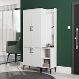 Mezza Set 5030-5040 Royal Sağ Aynali 4 Kapakli 5 Askili 2 Rafli Portmanto Beyaz - Çok Renkli
