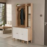 Mezza SET 5072-5088 RAPSODY SAĞ AYNALI 3 KAPAKLI (MEMBRAN) 4 ASKILI BOHEM PORTMANTO SEPET-BEYAZ