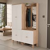 Mezza Set 5084-5076 Rapsody Sağ Aynalı 6 Kapaklı (MEMBRAN) 7 Askılı Bohem Portmanto Sepet-beyaz