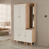 Mezza Set 5084-5088 Rapsody Sağ Aynalı 5 Kapaklı (MEMBRAN) 5 Askılı Bohem Portmanto Sepet-beyaz
