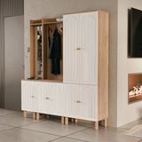 Mezza Set 5089-5072-5084 Rapsody Sol Aynalı 7 Kapaklı (MEMBRAN) 9 Askılı Bohem Portmanto Sepet-beyaz