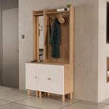 Mezza Set 5089-5072 Rapsody Sol Aynalı 3 Kapaklı (MEMBRAN) 4 Askılı Bohem Portmanto Sepet-beyaz