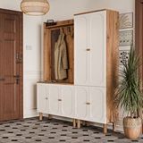 Mezza Set 5090-5094 Roma Sol Aynalı 7 Kapaklı (MEMBRAN) 4 Askılı Raflı Bohem Portmanto Atlantik Çam-beyaz
