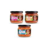 Mezzet Balkan Lezzet Paketi (3x300g) - Ajvar, Lutenitsa ve Balkan Sosu Seti -%100 Vegan Koruyucusuz - Geleneksel Közlenmiş Sebze Ezmeleri