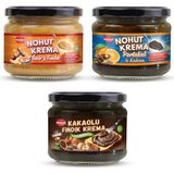Mezzet Şeker Ilavesiz Tatlı Krema Seti 3'lü - %40 Fındık Kreması, Portakallı ve Incirli Nohut Kreması - 900 gr