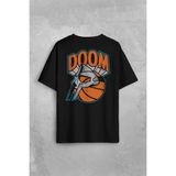 Mf Doom Basketbol Hip Hop Maske Sırt Ön Baskılı Oversize Tişört Unisex T-Shirt Siyah XL