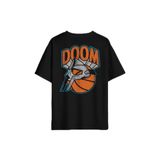 Mf Doom Basketbol Hip Hop Maske Sırt Ön Baskılı Oversize Tişört Unisex T-Shirt Siyah