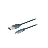 MF Product Jettpower 0019 1-2 m Gri Metal Başlıklı Örgülü 2.4A Led Göstergeli Micro Usb Hızlı Şarj Kablosu