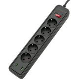 MF Product Jettpower 0368 Siyah 5 Socket 2 USB Uzatma Kablosu