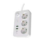 MF Product Jettpower 0370 Akım Korumalı TYPE-C 2 USB'li 3'lü Grup Priz 2 m Uzatma Kablosu Beyaz