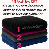 MF SuperClean Mikrofiber Oto Bez Seti - Premıum Paket - Kurulama-Cila-Detay Havlusu