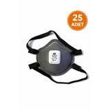 MFA 25 ADET Aktif Karbonlu Ventilli Buğu Yapmaz Profesyonel Koruyucu Maske - DX-367V-AC FFP3