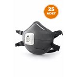 MFA 25 ADET FFP2 Aktif Karbon Ventilli Maske Toz Partikül Koruyucu Profesyonel Solunum Maskesi DX-267V-AC