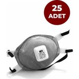 Mfa 25 Adet - Ffp3 Aktif Karbon Ventilli Aktif Karbonlu Maske Organik Buhar, Toz ve Partikül Koruyucu D-367V-AC