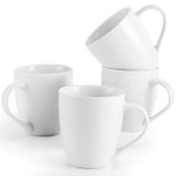 Mfacoy 4'lü Kahve Kupası Seti, 473 ml Kulplu Beyaz Kahve Kupaları, Seramik Kahve Fincanları, Porselen Kupa Takımları, Kahve, Çay, Sıcak Kakao, Süt, Mikrodalga ve Bulaşık Makinesinde Yıkanabilir