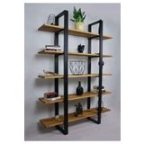 MFG AHŞAP 200x90x21 5 Raflı Demir Ayaklı Ahşap Kitaplık