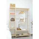 MFG AHŞAP Açık Gardrop 148x96x35cm Ahşap Raflı Elbise Askılığı