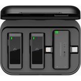 Mfi Çift Kablosuz Lavalier Mikrofon, Lightning/type-C, 12 Saat - Siyah