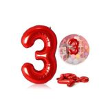 MFM 3 Yaş Kırmızı Rakam Folyo Balon 100 Cm