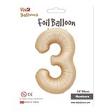 MFM 3 Yaş Rakam Karamel Folyo Balon 86 Cm