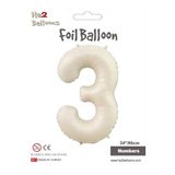 MFM 3 Yaş Rakam Krem Bej Folyo Balon 86 Cm