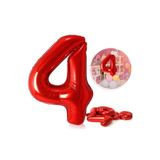 MFM 4 Yaş Kırmızı Rakam Folyo Balon 100 Cm