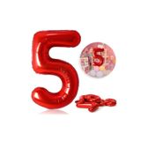 MFM 5 Yaş Kırmızı Rakam Folyo Balon 100 Cm